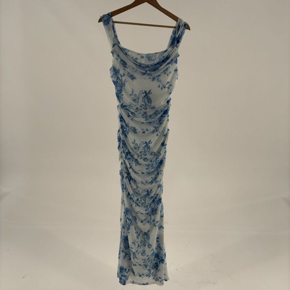 Amanda Royal Floral blue and white Maxi Dress